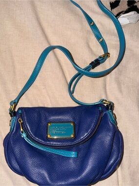 Marc Jacobs Two-Tone Blue Leather Crossbody with Teal Trim